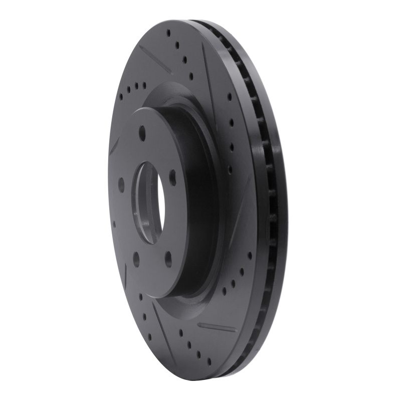 Nissan Altima Brake Rotor (1) - Front Right - R1 Concepts - Drilled & Slotted - Black - `07-`13